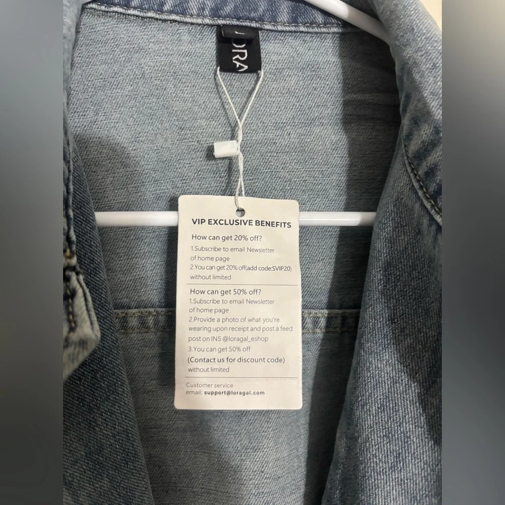 Loragal Blue Denim Jean Jacket Size L - Picture 5 of 11